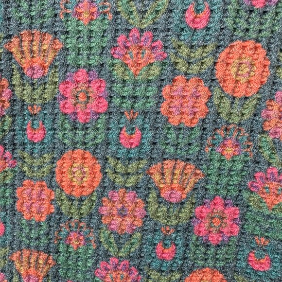 Natural Life Womens Sz S Turquoise Floral Bouquet Waffle Knit Thermal Lounge Top - Picture 7 of 8